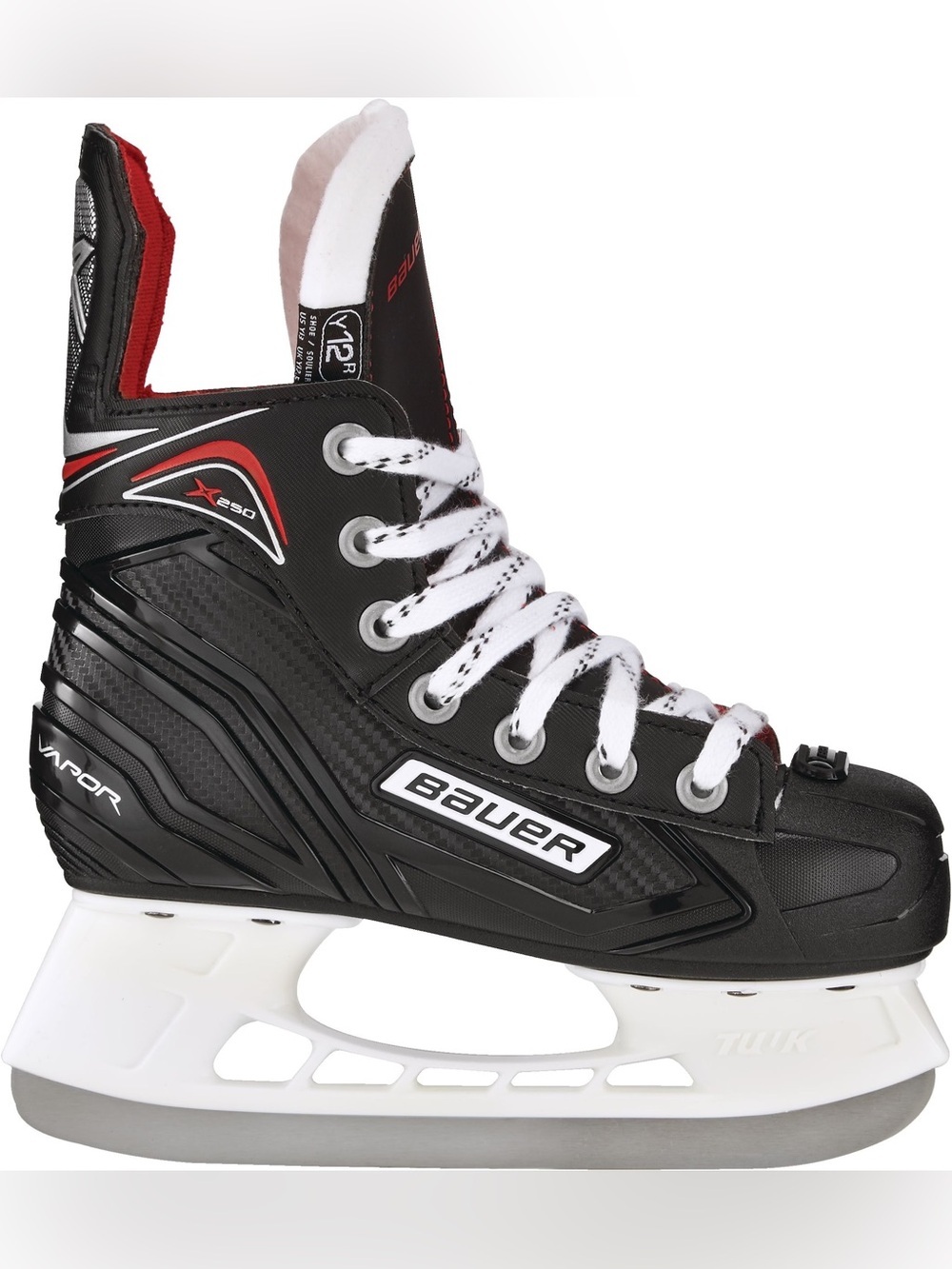 🆕 NIB Bauer Vapor X250 Black, White and Red Youth Ice Hockey Skate